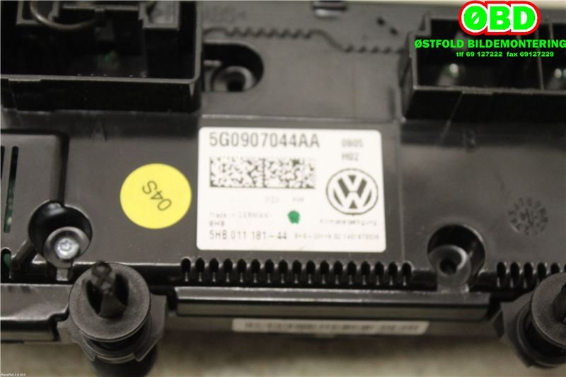 Varmeapparat betjening til VW Golf VII 2012-2017 (Fase 1) (VOLKSWAGEN|5G0 907 044 BD||5G0907044AA)