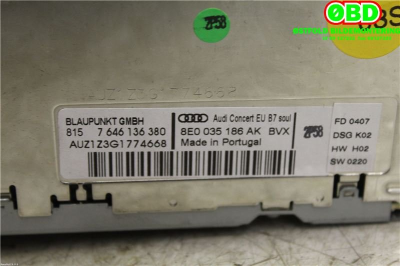 Bilstereo til Audi A4 2004-2008 (Type III) (B7) (B7) (AUDI||8E0035186AK)