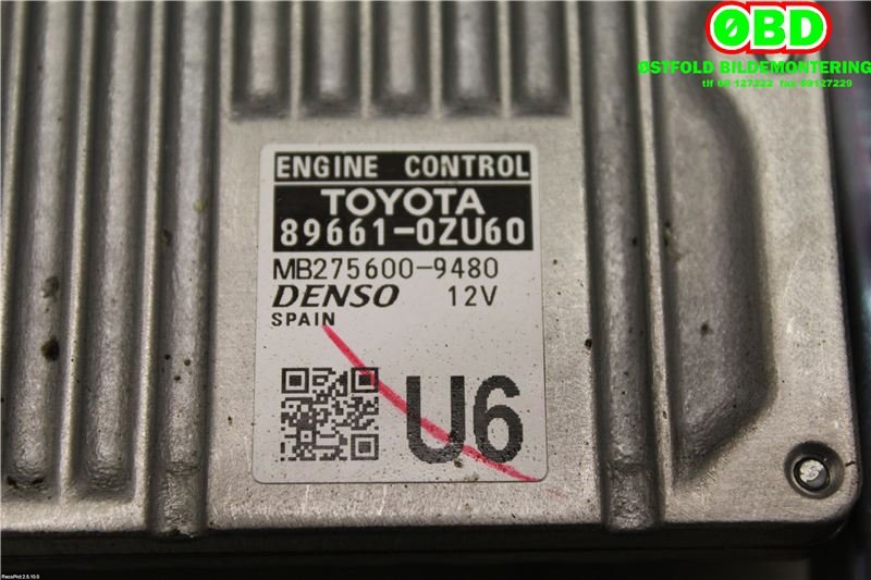 Styreenhet motor til Toyota Auris 2015-2019 (Type II, Fase 2)  (Toyota|896610ZU60|)