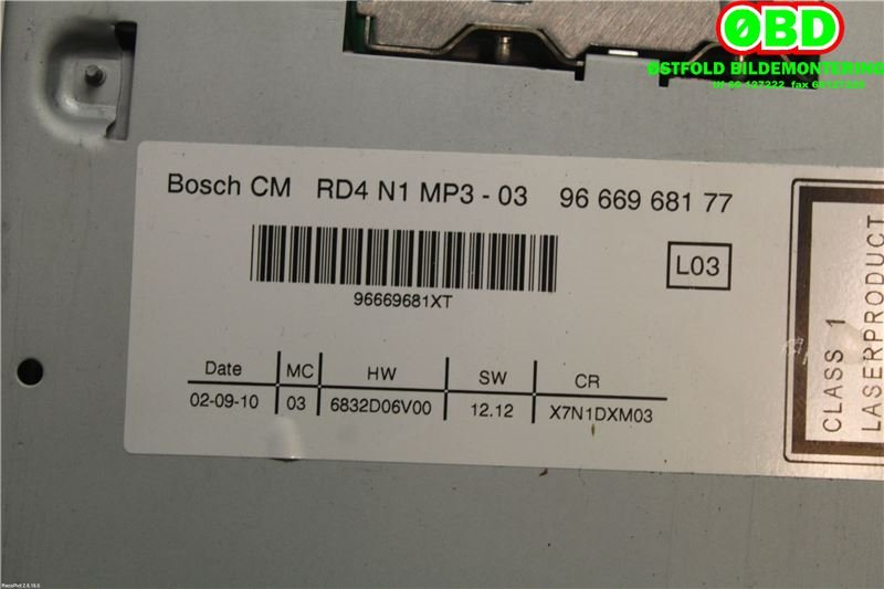 Bilstereo til Peugeot Partner 2008-2015 (Type II, Fase 1)  (PEUGEOT|6574PQ||9666968177)