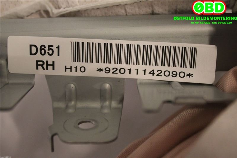 Airbag gardin høyre til Mazda 2 2011-2014 (Type II, Fase 2)  (MAZDA|D65157KM0E|)