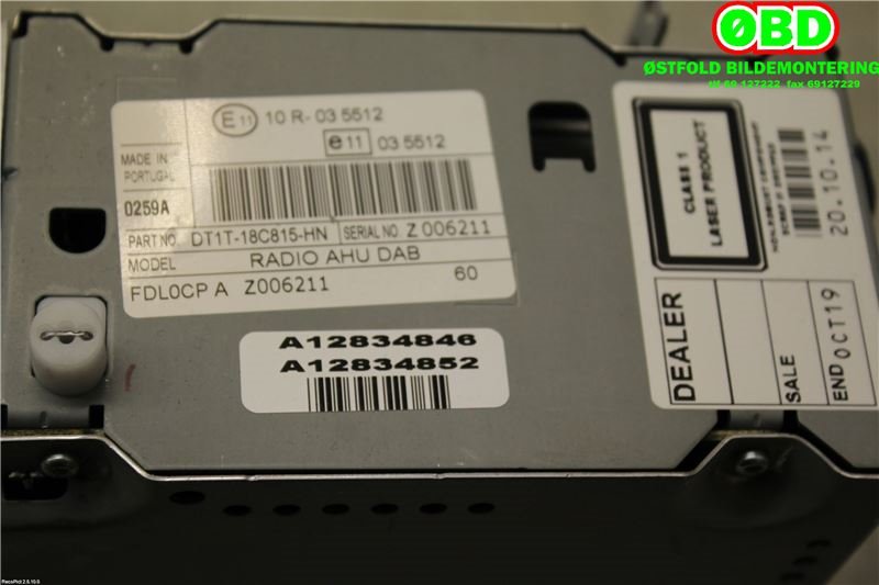 Bilstereo til Ford Transit Courier 2014-2018 (Type I, Fase 1)  (FORD|1856020||DT1T18C815HN)