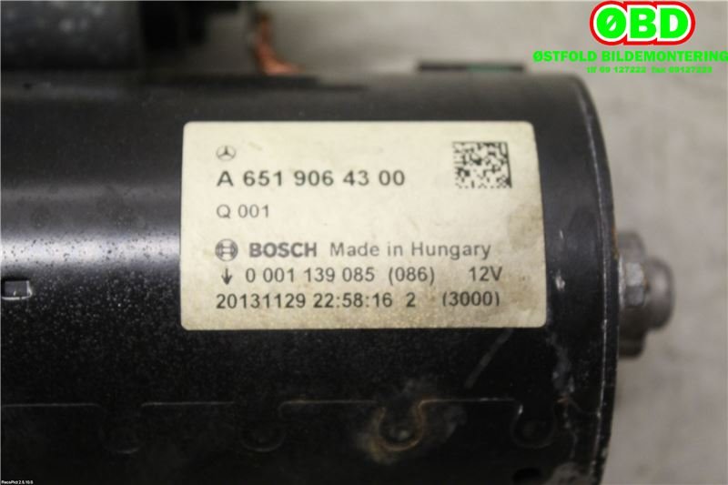 Starter diesel til Mercedes E-Klasse 2013-2016 (Fase 2) (W212) (W212) (MERCEDES|A 651 906 43 00|A 651 906 28 00|6519064300)