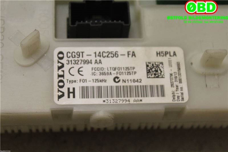 Sikringsboks til Volvo S80 2014-2016 (Type II, Fase 2)  (VOLVO|31412971|CG9T14C256FA|31327994AA)