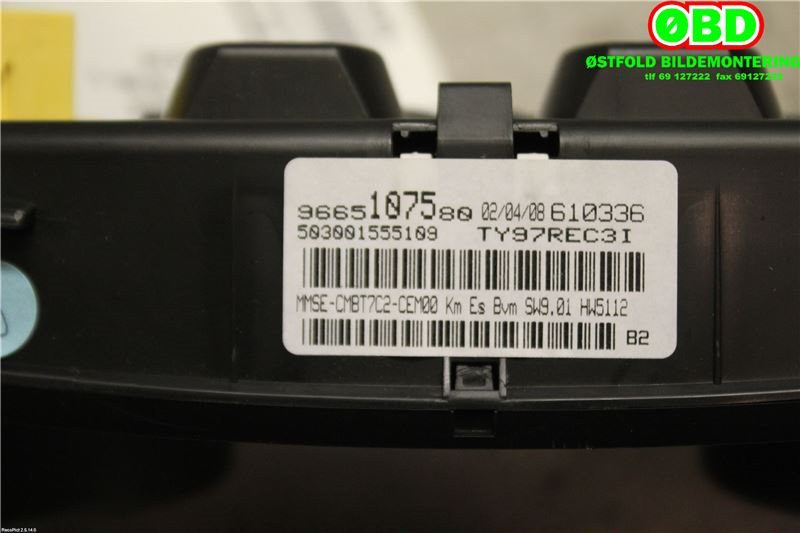 Instrumentpanel til Peugeot 308 2007-2011 (Type I, Fase 1)  (PEUGEOT|610336||9665107580)