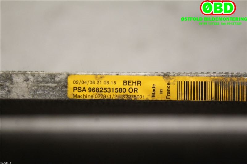Aircondition radiator til Peugeot 308 2007-2011 (Type I, Fase 1)  (PEUGEOT|6455 GH||9682531580)