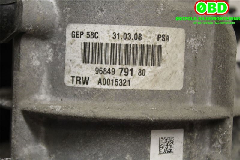 Servo pumpe elektrisk til Peugeot 308 2007-2011 (Type I, Fase 1)  (PEUGEOT|400858||9684979180)