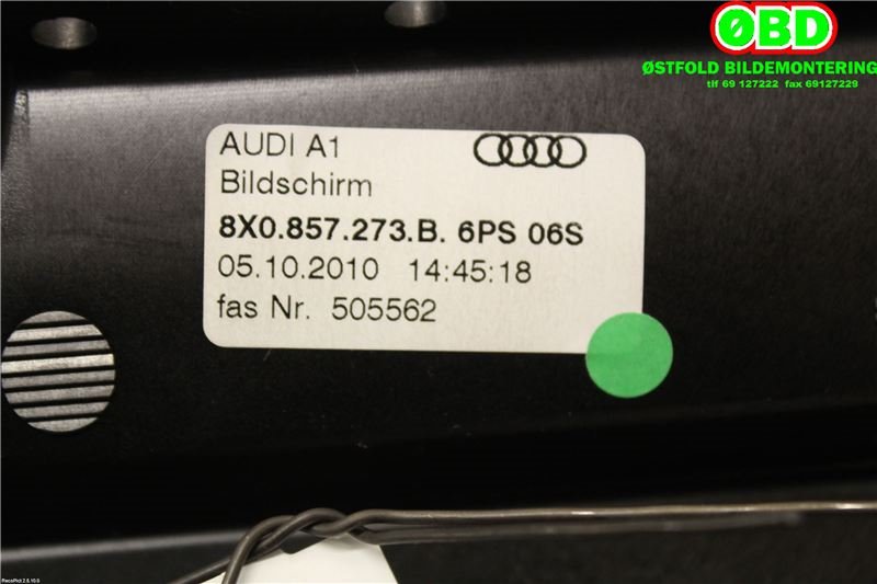 Instrument kjørecomputer til Audi A1 2010-2014 (Type I, Fase 1)  (AUDI|8X0919603|8X0 919 603 B|8X0857273B)