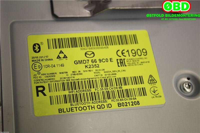 Instrument kjørecomputer til Mazda CX-3 2015-2022 (MAZDA|D09H611J0A|)