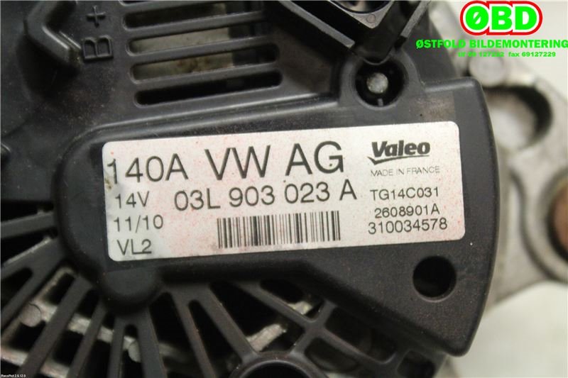 Dynamo til VW Golf VI 2008-2012  (VOLKSWAGEN||03L903023A)
