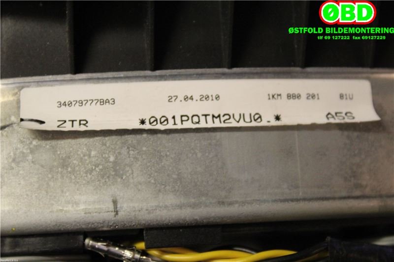 Airbag rattpute til VW Golf VI 2008-2012  (VOLKSWAGEN|1KM 880 201||1KM880201)