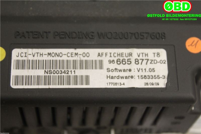 Instrumentpanel til Peugeot 3008 2009-2016 (Type I)  (PEUGEOT|6593K3||96665877ZD)