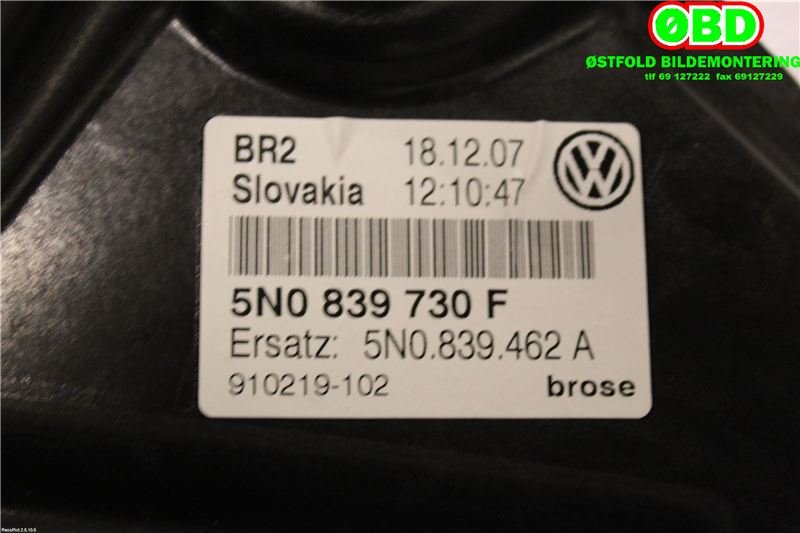 Ruteheis til VW Tiguan 2007-2011 (Type I, Fase 1)  (VOLKSWAGEN|5N0 839 462 A|)
