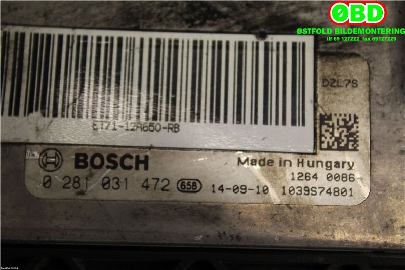 Styreenhet motor til Ford Transit Courier 2014-2018 (Type I, Fase 1)  (FORD|1846927|0281031472|ET7112A650RB)