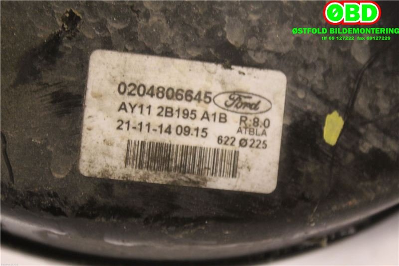 Bremsekraft-forsterker til Ford Transit Courier 2014-2018 (Type I, Fase 1)  (FORD|2645977|0204806645|AY112B195A1B)