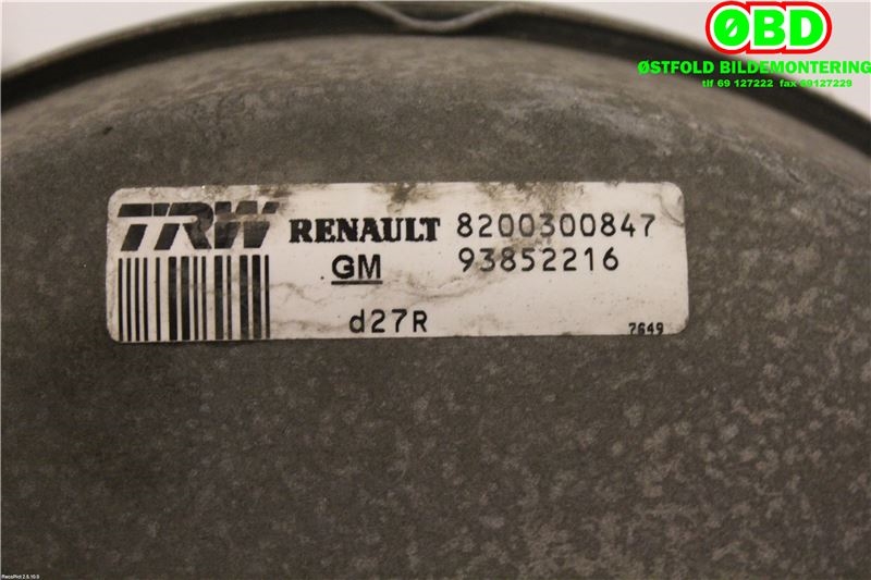 Bremsekraft-forsterker til Opel Vivaro A 2001-2006  (OPEL|9199229|4414013|8200300847)