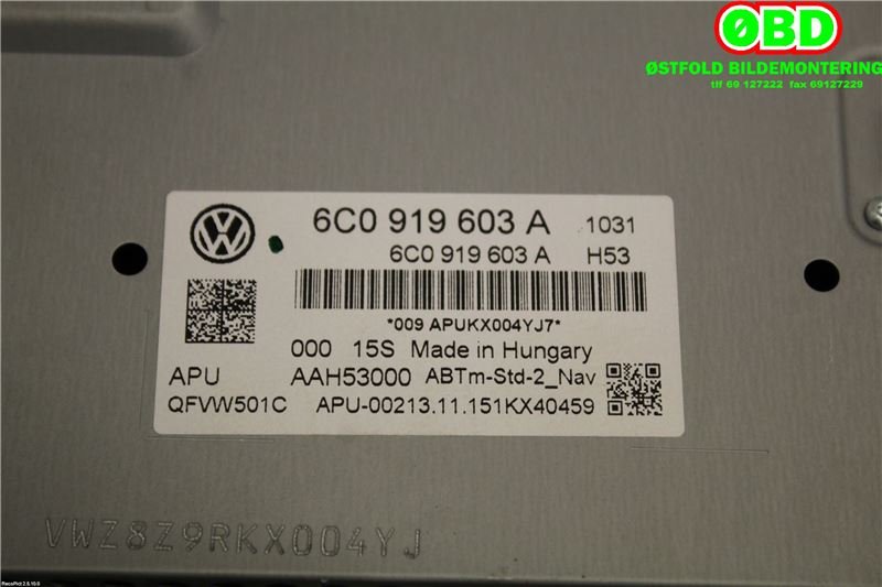 Bilstereo navigasjon til VW Polo 2014-2017 (Type V, Fase 2) (VOLKSWAGEN|6C0 919 603 A||6C0919603A)