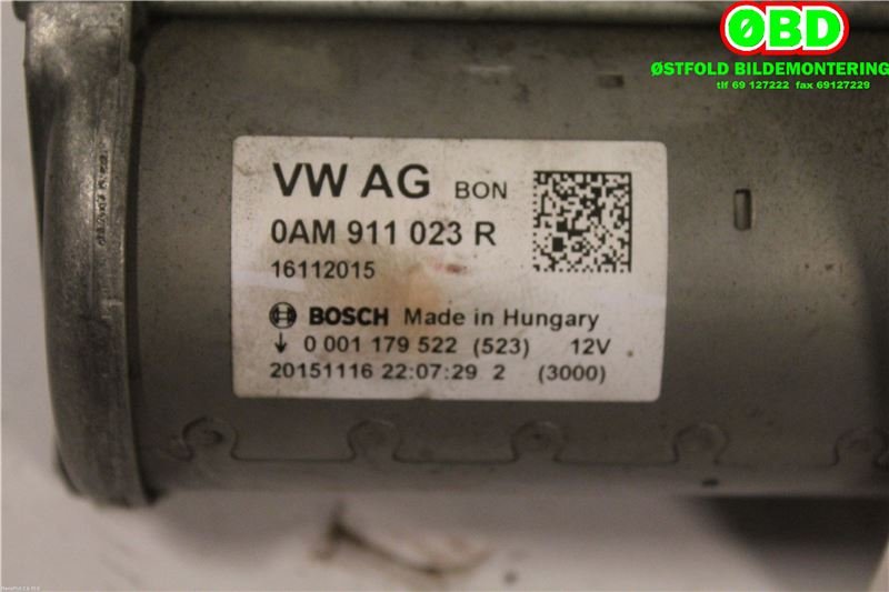 Starter til VW Polo 2014-2017 (Type V, Fase 2)  (VOLKSWAGEN|0AM 911 023 N|0AM 911 022 C|0AM911023R)