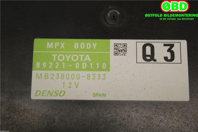 Styreenhet comfort (BCM) til Toyota Yaris 2012-2014 (Type III, Fase 1) (TOYOTA|892200D060||892210D110)