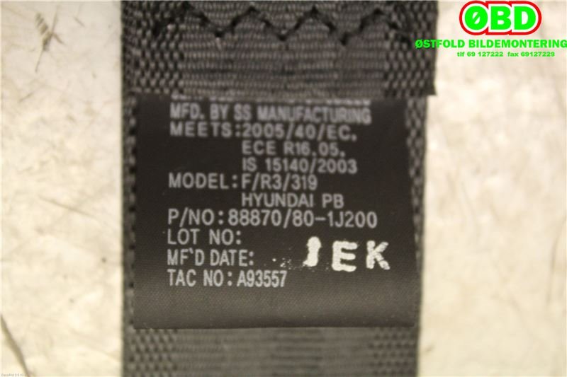 Airbag beltestrammer til Hyundai i20 2009-2014 (Type I)  (HYUNDAI|888701J200OM|)