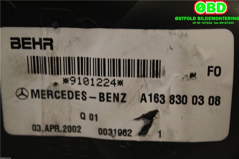 Varmeapparat motor til Mercedes ML 1997-2005 (W163) (W163) (MERCEDES|A 163 830 03 08|)