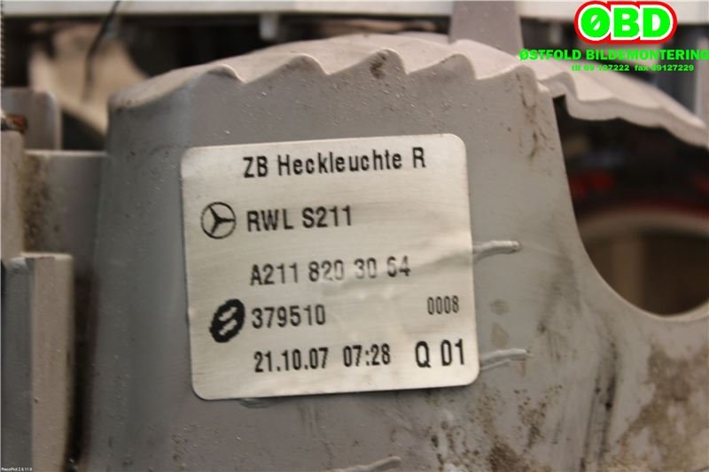 Baklykt høyre indre til Mercedes E-Klasse 2006-2009 (Fase 2) (W211) (W211) (MERCEDES|A 211 820 30 64||2118203064)