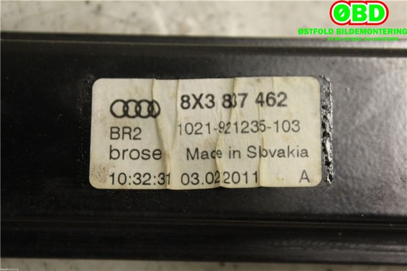 Ruteheis til Audi A1 2010-2014 (Type I, Fase 1)  (AUDI|8X3 837 462|8X3 837 462 A|8X3837462)