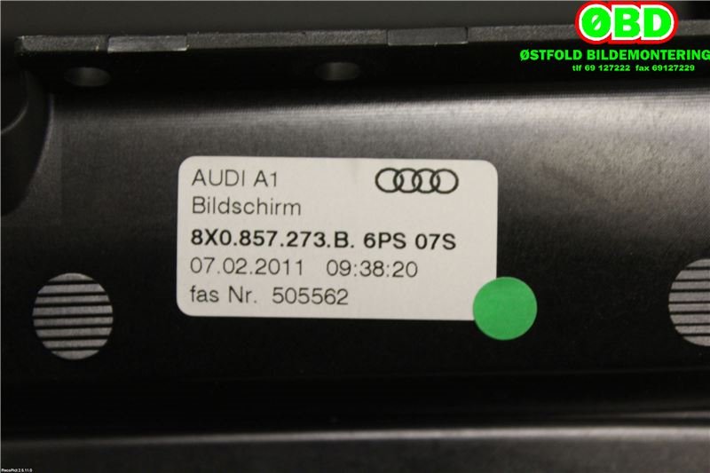 Instrument kjørecomputer til Audi A1 2010-2014 (Type I, Fase 1)  (AUDI|8X0919603|8X0 919 603 B|8X0857273B)