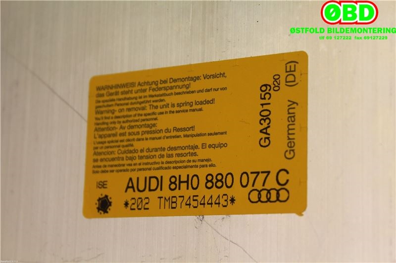 Airbag diverse til Audi A4 2004-2008 (Type III) (B7) (B7) (AUDI|8H0 880 077 E||8H0880077C)