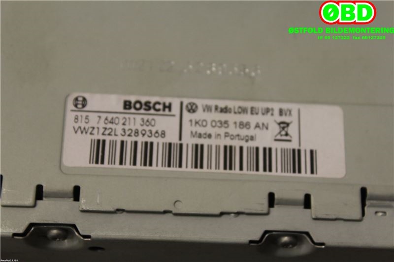 Bilstereo til VW Caddy 2010-2015 (Type III, Fase 2)  (VOLKSWAGEN||1K0035186AN)