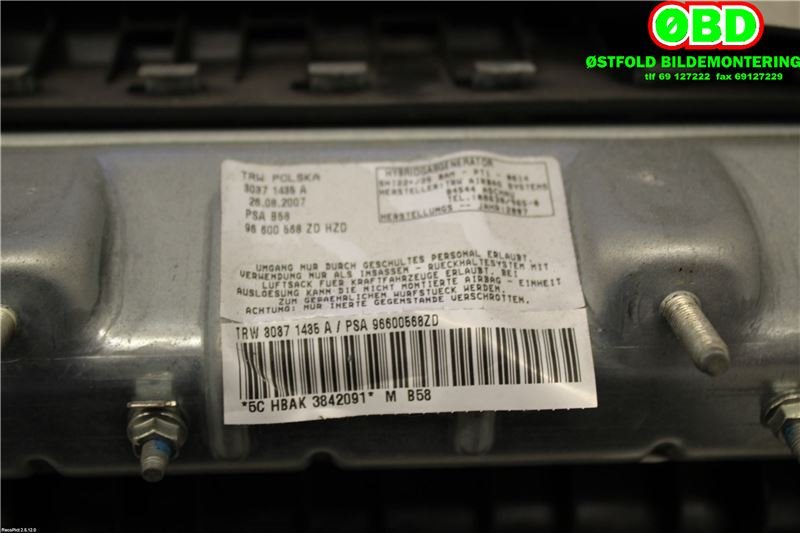Airbag kne til Citroën C4, Picasso 2006-2013 (Type I)  (CITROEN|8216NW|96600568ZD)