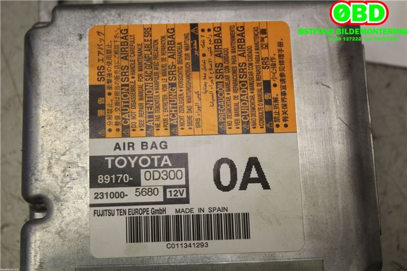 Airbag elektronikk til Toyota Yaris 2012-2014 (Type III, Fase 1)  (TOYOTA|891700D300|)