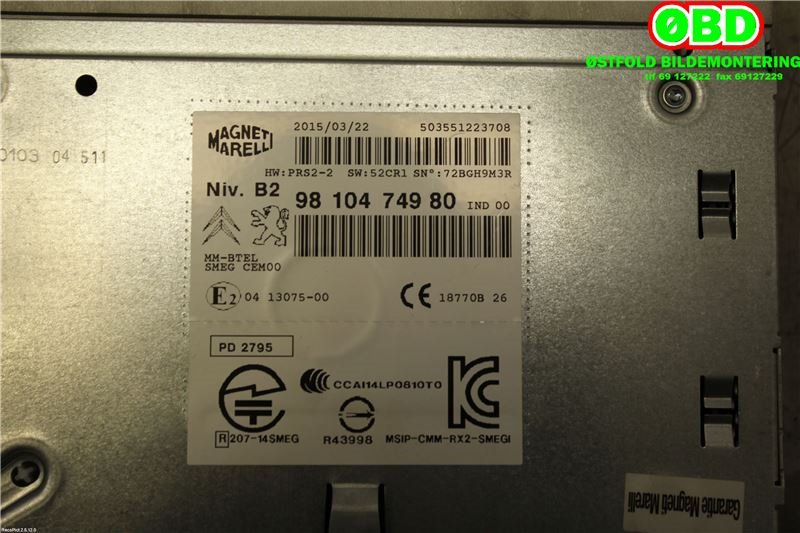 Bilstereo til Peugeot 308 2013-2021 (Type II)  (PEUGEOT|1613171080|1617870680|9810474980)