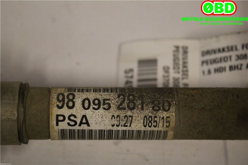 Drivaksel høyre foran til Peugeot 308 2013-2021 (Type II)  (PEUGEOT|9815636280||9809528180)