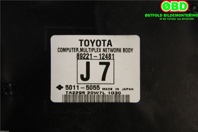 Styreenhet diverse til Toyota Auris 2010-2012 (Type I, Fase 2)  (TOYOTA|8922112481|)