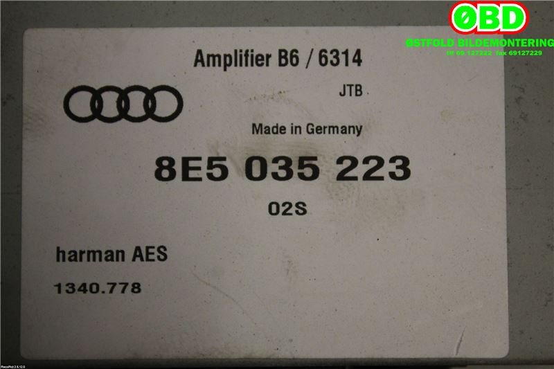 Bilstereo forsterker til Audi A4 2004-2008 (Type III) (B7) (B7) (AUDI|8E5035223|)