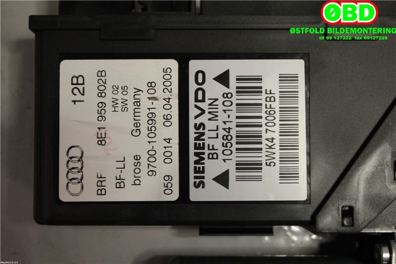 Ruteheis høyre foran til Audi A4 2004-2008 (Type III) (B7) (B7) (AUDI|8E1 959 802 G||8E1959802B)