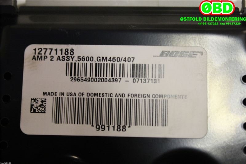 Bilstereo forsterker til Saab 9-3 2008-2011 (Type II, Fase 2) (SAAB|12771188|55565610)