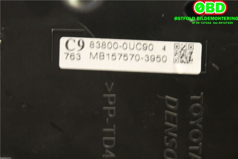 Instrumentpanel til Toyota Yaris 2014-2020 (Type III, Fase 2)  (TOYOTA|838000UC90|)