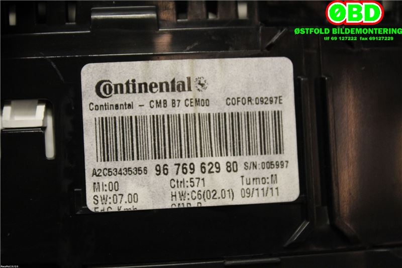 Instrumentpanel til Citroën C4 2011-2017 (Type II)  (CITROEN|9676962980|9813297080)