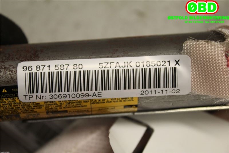 Airbag gardin venstre til Citroën C4 2011-2017 (Type II)  (CITROEN|821601|9687158780)
