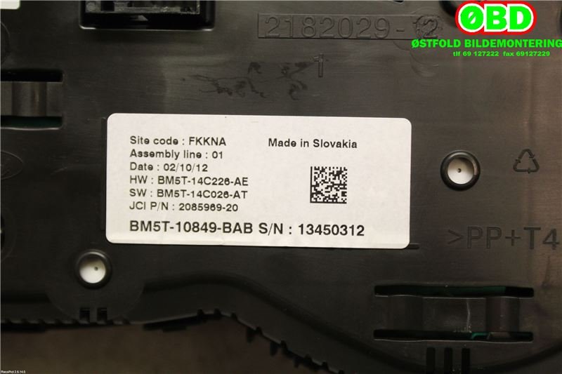 Instrumentpanel til Ford Focus 2011-2014 (Type III, Fase 1) (FORD|5580299||BM5T10849BAB)