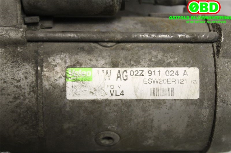 Starter diesel til VW Touran 2010-2015 (Type I, Fase 3)  (VOLKSWAGEN|02Z 911 024 H||02Z911024A)
