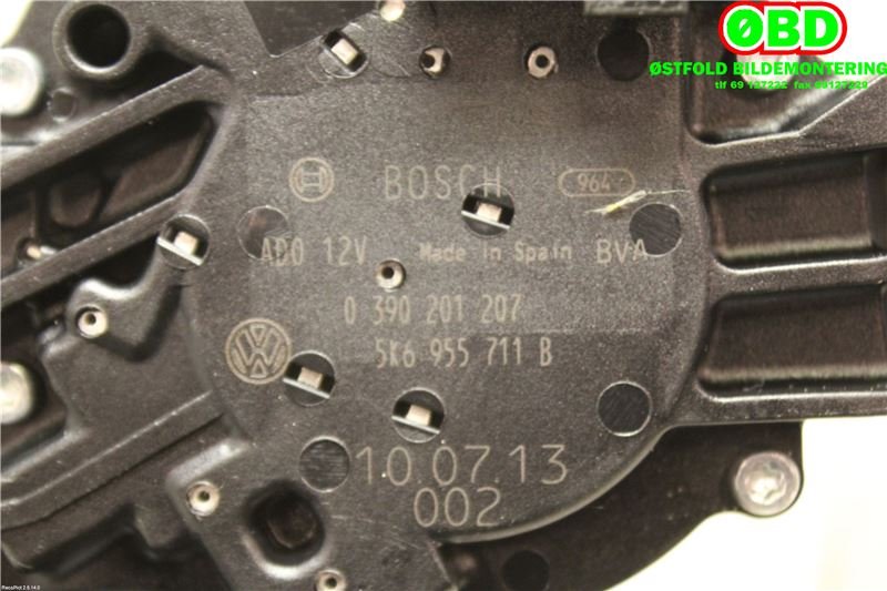 Viskermotor bakrute til VW Touran 2010-2015 (Type I, Fase 3)  (VOLKSWAGEN|5K6 955 711 B||5K6955711B)