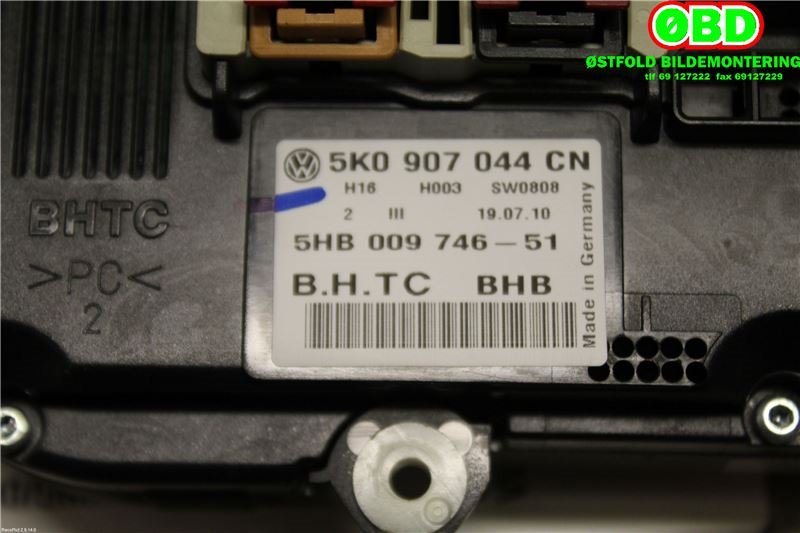 Varmeapparat betjening til VW Touran 2010-2015 (Type I, Fase 3)  (VOLKSWAGEN|5K0 907 044 GK||5K0907044CN)