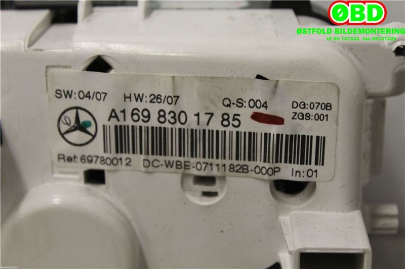 Varmeapparat betjening til Mercedes A-Klasse 2005-2012 (W169) (W169) (MERCEDES|A 169 830 17 85|A 169 900 09 00|1698301785)