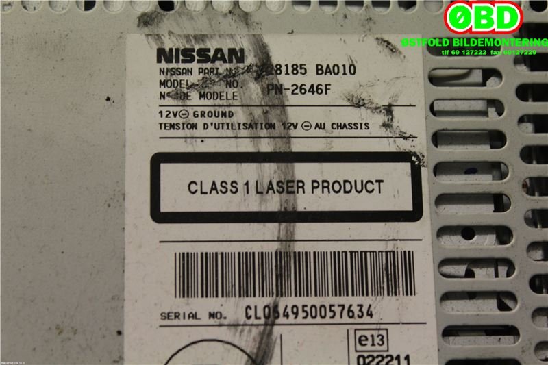 Bilstereo til Nissan Primera 2002-2007 (P12) (P12) (NISSAN|28185BA010|)