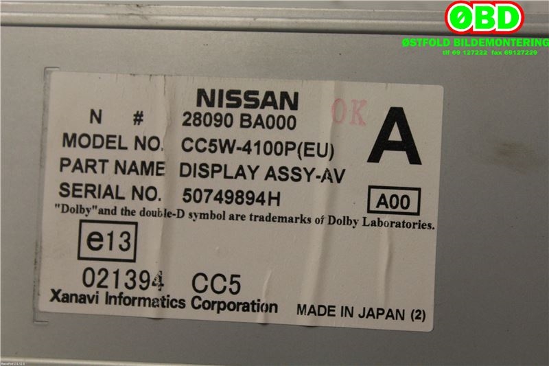 Instrument kjørecomputer til Nissan Primera 2002-2007 (P12) (P12) (NISSAN|28090BA000|)