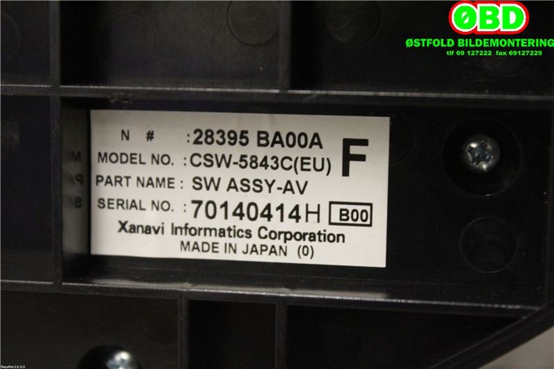 Varmeapparat betjening til Nissan Primera 2002-2007 (P12) (P12) (NISSAN|28395BA00A|)