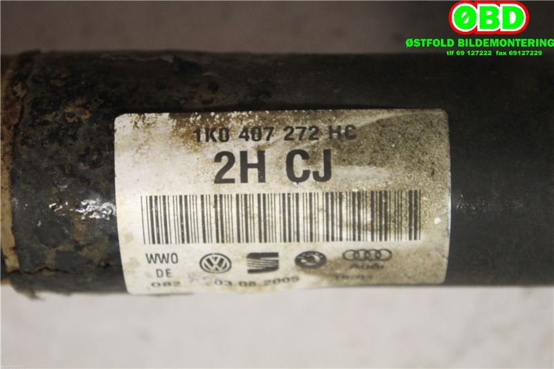 Drivaksel høyre foran til Audi A3 2003-2008 (Type II, Fase 1) (AUDI|1K0 407 454 KX||1K0407272HC)